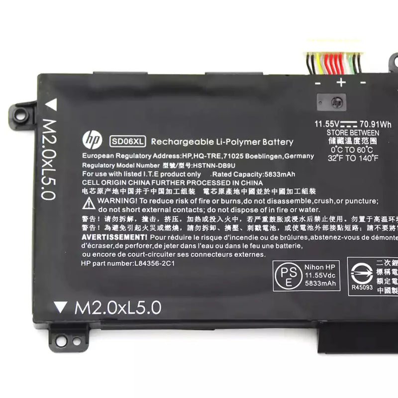 HP SD06XL Original OEM 70.91Whr 6140mAh 11.55V 6 Cell Laptop Battery - SWIFT PERIPHERALSSD06XL-OEM