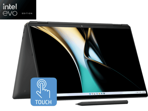HP SPECTRE X360, ENHANCED BY AI, INTEL CORE ULTRA 7 155H, 16 - INCH (40.6 CM), OLED 400 NITS 120HZ, 32GB, 2TB SSD, TOUCH W/PEN, 9MP IR CAMERA W/SHUTTER, POLY STUDIO (WIN 11, BLACK, 1.95 KG), AA0665TU - SWIFT PERIPHERALSHPLAPTOP-002