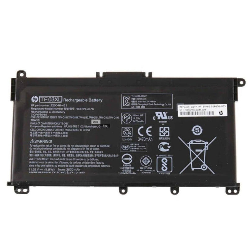 HP TF03XL Original OEM 41.9Whr 3000mAh 11.55V 3 Cell Laptop Battery - SWIFT PERIPHERALSTF03XL-OEM
