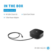 HP USB - C Dock G5 Docking Station with Thunderbolt RJ - 45 Port and Up to 3 Displays Connectivity - SWIFT PERIPHERALS5TW10AA