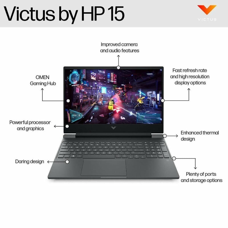 HP VICTUS 15 - FA2078TX (I7 - 13620H/16/512GB/W11 MS2024/6GB/SILVER) - SWIFT PERIPHERALS1093074