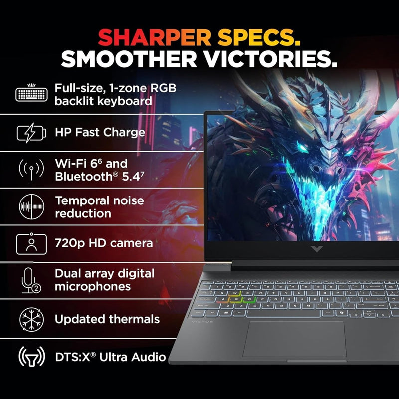 HP VICTUS 15 FA2308TX [CI7 - 13620H/24GB/1TB SSD/WIN11 HOME+MS24/15.6"/8GB - RTX5060 GRAPHICS/1 YEAR(S)/SILVER] - SWIFT PERIPHERALS1096002