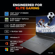 HP VICTUS 15 FA2308TX [CI7 - 13620H/24GB/1TB SSD/WIN11 HOME+MS24/15.6"/8GB - RTX5060 GRAPHICS/1 YEAR(S)/SILVER] - SWIFT PERIPHERALS1096002