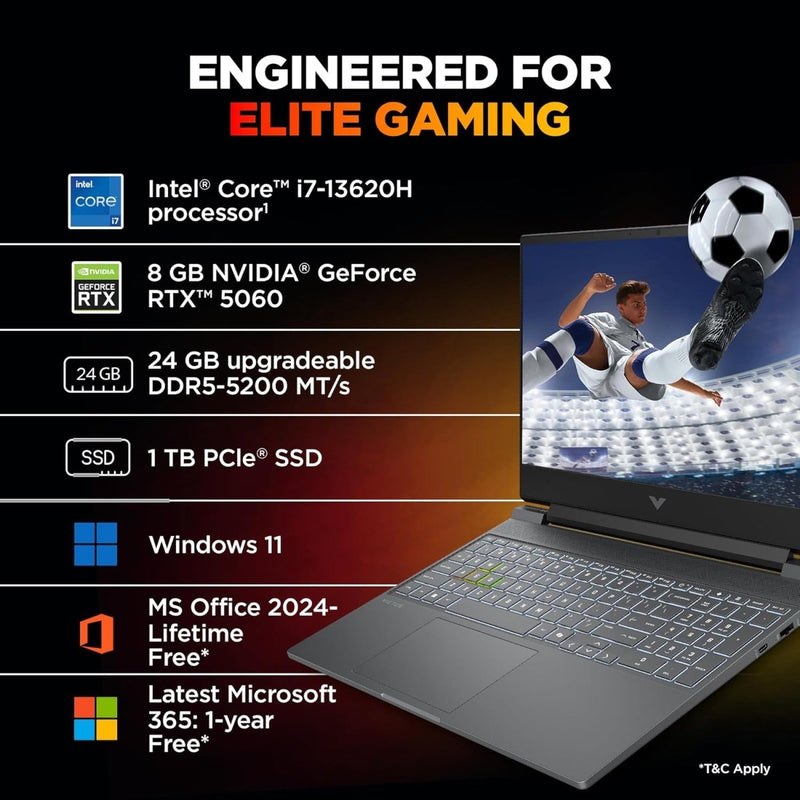 HP VICTUS 15 FA2308TX [CI7 - 13620H/24GB/1TB SSD/WIN11 HOME+MS24/15.6"/8GB - RTX5060 GRAPHICS/1 YEAR(S)/SILVER] - SWIFT PERIPHERALS1096002
