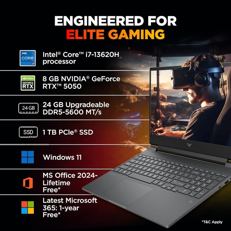 HP VICTUS 15 FA2309TX [CI7 - 13620H/24GB/1TB SSD/WIN11 HOME+MS24/15.6"/8GB - RTX5050 GRAPHICS/1 YEAR(S)/BLUE] - SWIFT PERIPHERALS1094490