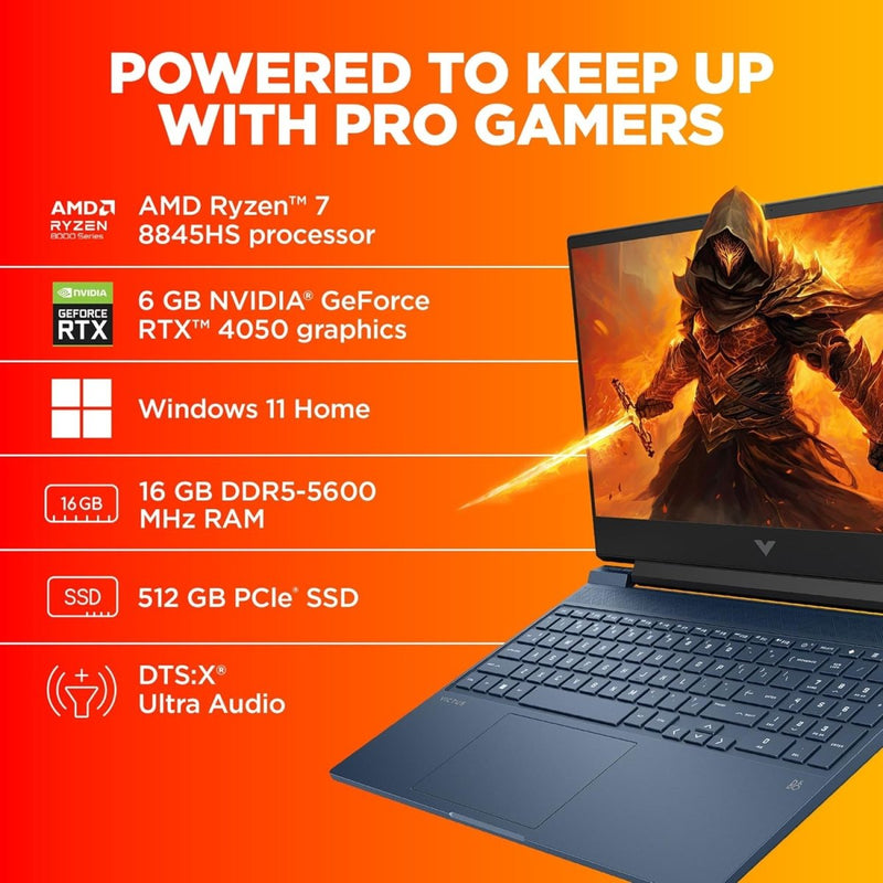 HP VICTUS 15 FB2114AX [R7 - 8845HS RYZEN/16GB/512GB SSD/WIN11 HOME+MSO/15.6 INCH/6GB - RTX4050 GRAPHICS /1 YEAR(S)/BLUE] - SWIFT PERIPHERALS1092161
