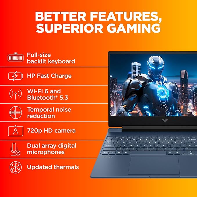 HP VICTUS 15 FB3036AX [R7 - 8845HS/16GB/512GB SSD/WIN11 HOME+MS24/15.6"/8GB - RTX4060 GRAPHICS/1 YEAR(S)/BLUE] - SWIFT PERIPHERALS1096001