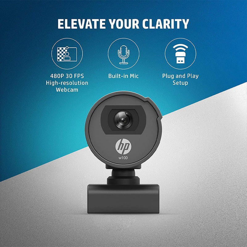 HP W100 480P HD Web Camera with Built - in Mic and Wide Angle View - SWIFT PERIPHERALS1W4W4AA