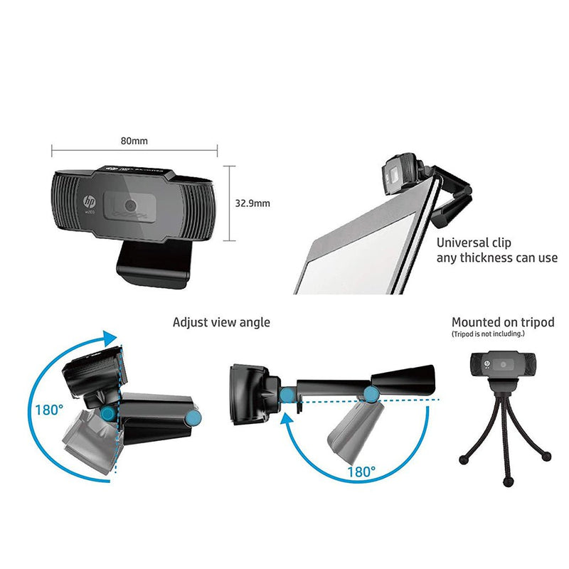HP W200 720P HD Web Camera with Built - in Mic and 72° Wide Angle View - SWIFT PERIPHERALS20L58AA