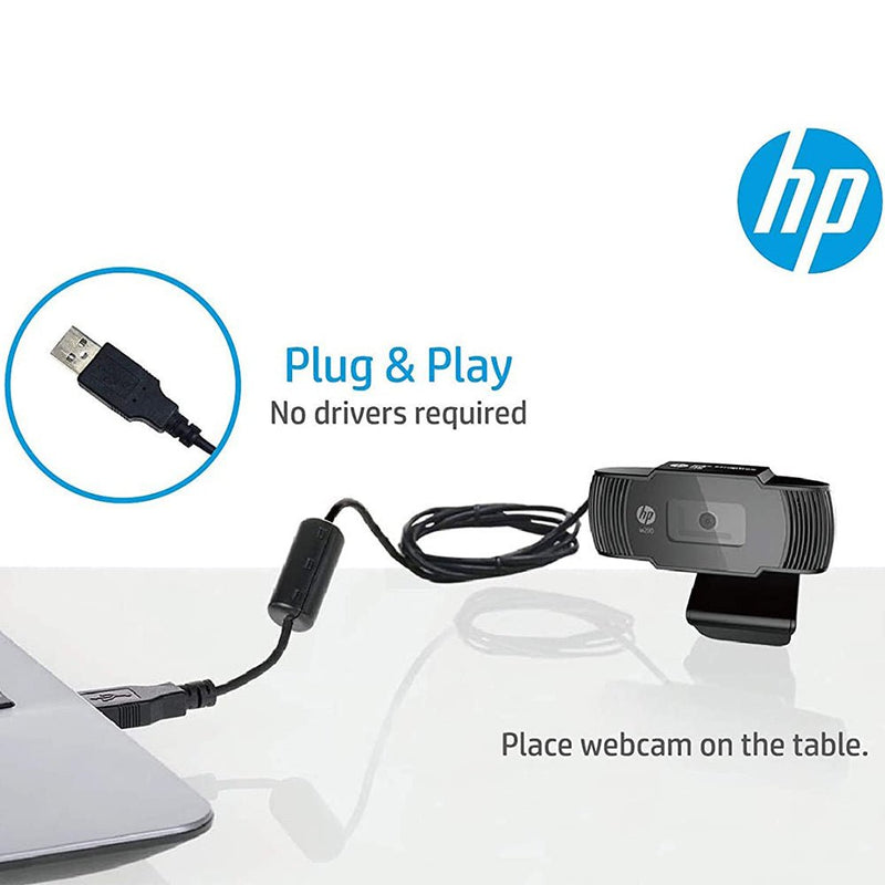 HP W200 720P HD Web Camera with Built - in Mic and 72° Wide Angle View - SWIFT PERIPHERALS20L58AA