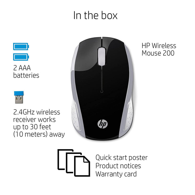 HP Wireless Optical Mouse 200 (Pike Silver) - SWIFT PERIPHERALS2HU84AA