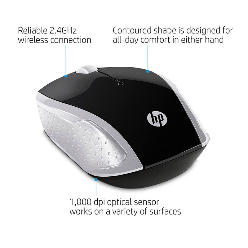 HP Wireless Optical Mouse 200 (Pike Silver) - SWIFT PERIPHERALS2HU84AA