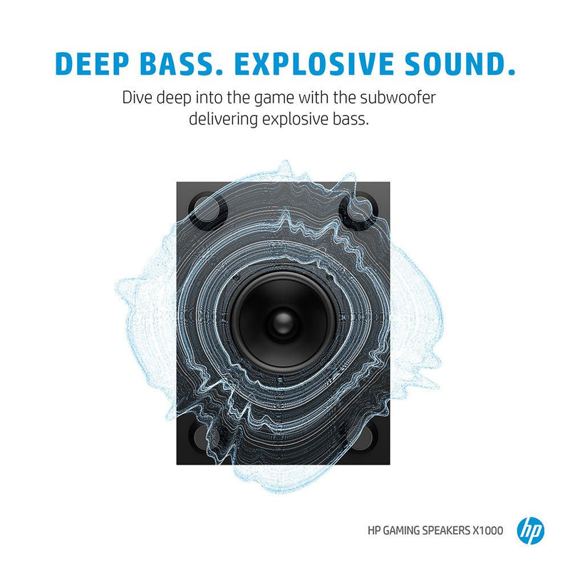 HP X1000 2.1 RGB Gaming Speakers with 3.5 mm AUX Input Sub - Woofer and Deep Bass Adjustable EQ - SWIFT PERIPHERALS8PB07AA
