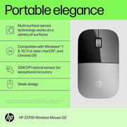HP Z3700 1200 DPI Sleek Design Optical Sensor 2.4 GHz Wireless Mouse - Silver - SWIFT PERIPHERALSX7Q44AA