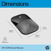 HP Z3700 Dual Silver Mouse 2.4 GHz Wireless connection 1600 dpi 3 Buttons Silent clicks - SWIFT PERIPHERALS758A9AA