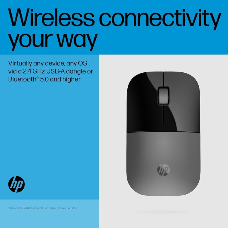HP Z3700 Dual Silver Mouse 2.4 GHz Wireless connection 1600 dpi 3 Buttons Silent clicks - SWIFT PERIPHERALS758A9AA