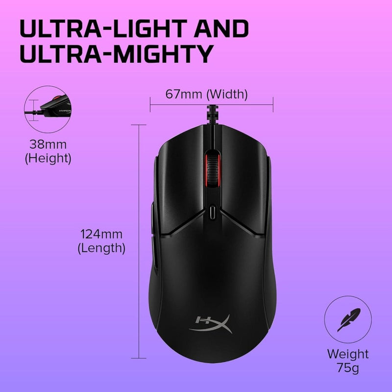 HYPERX PULSEFIRE HASTE 2 USB ULTRA LIGHTWEIGHT GAMING MOUSE - BLACK (6N0A7AA) - SWIFT PERIPHERALS1086113