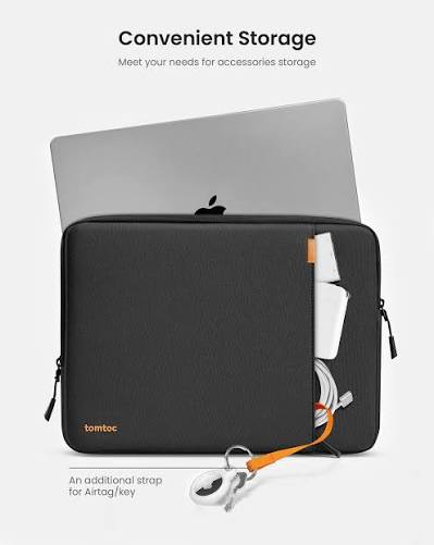 Tomtoc 360° Military-Grade Shockproof Laptop Sleeve with Accessory Pouch