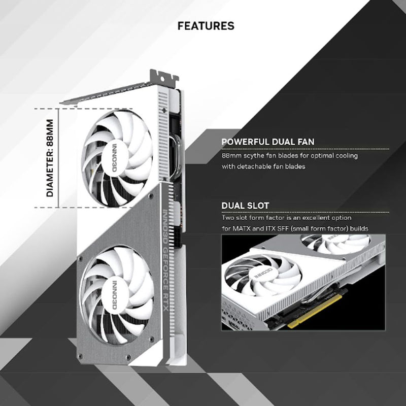 INNO3D NVIDIA GEFORCE RTX 4060 TWIN X2 OC WHITE 8GB GDDR6 GRAPHICS CARD - SWIFT PERIPHERALS1092629
