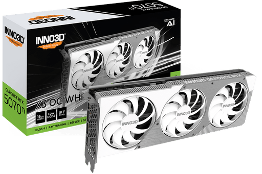 INNO3D RTX 5070 TI X3 OC WHITE 16GB GRAPHICS CARD WHITE - SWIFT PERIPHERALS1095229