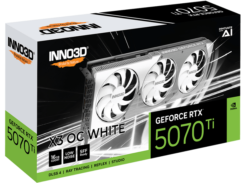 INNO3D RTX 5070 TI X3 OC WHITE 16GB GRAPHICS CARD WHITE - SWIFT PERIPHERALS1095229