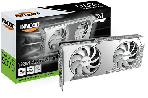 INNO3D RTX 5070 TWIN X2 OC WHITE 12GB GDDR7 GRAPHICS CARD - SWIFT PERIPHERALS1092703