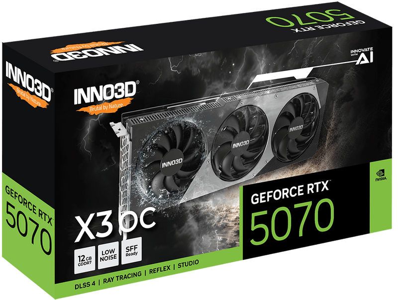 INNO3D RTX 5070 X3 OC 12GB GDDR7 GRAPHICS CARD - SWIFT PERIPHERALS1093946
