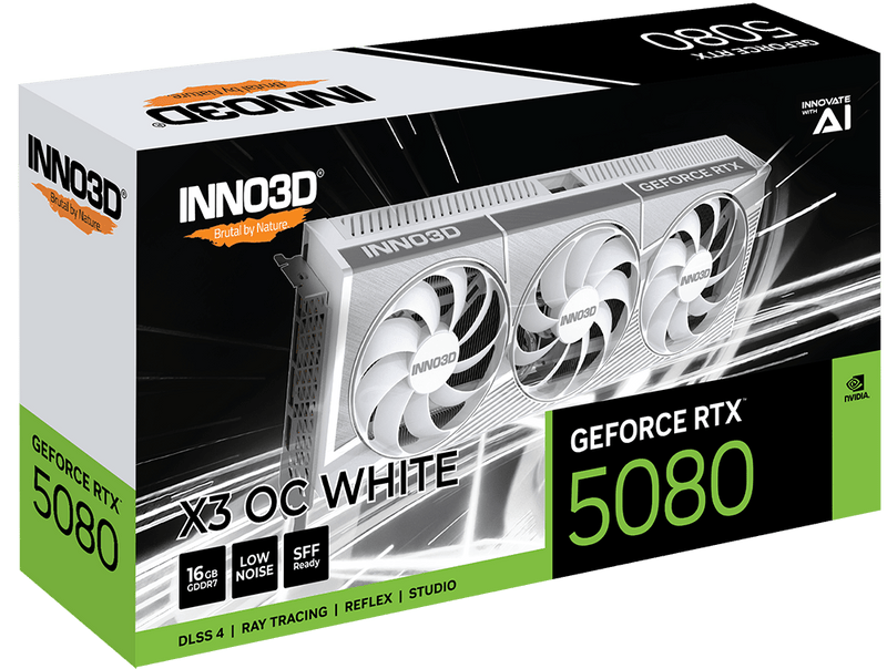 INNO3D RTX 5080 X3 OC WHITE 16GB GDDR7 GRAPHICS CARD - SWIFT PERIPHERALS1092842