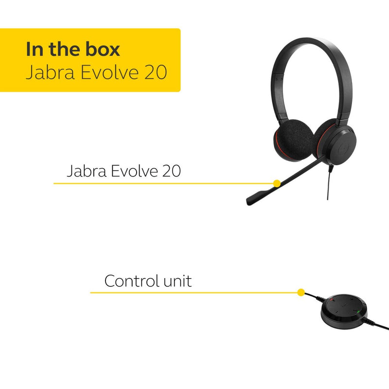 Jabra Evolve 20SE USB - A Wired On - Ear Headset with Microphone and Media Controls - SWIFT PERIPHERALS4999-823-309