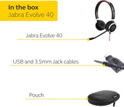 Jabra Evolve 40 MS Wired On - Ear sterio Headset with Microphone and Media Controls - SWIFT PERIPHERALS6399-823-109