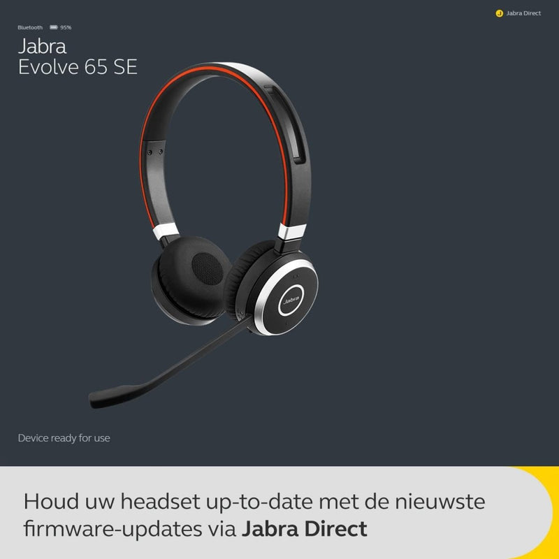 JABRA EVOLVE 65 SE MS UC DUO Bluetooth Wireless Passive Noise Cancellation Stereo Headset with Mic - Black - SWIFT PERIPHERALS6599-833-309