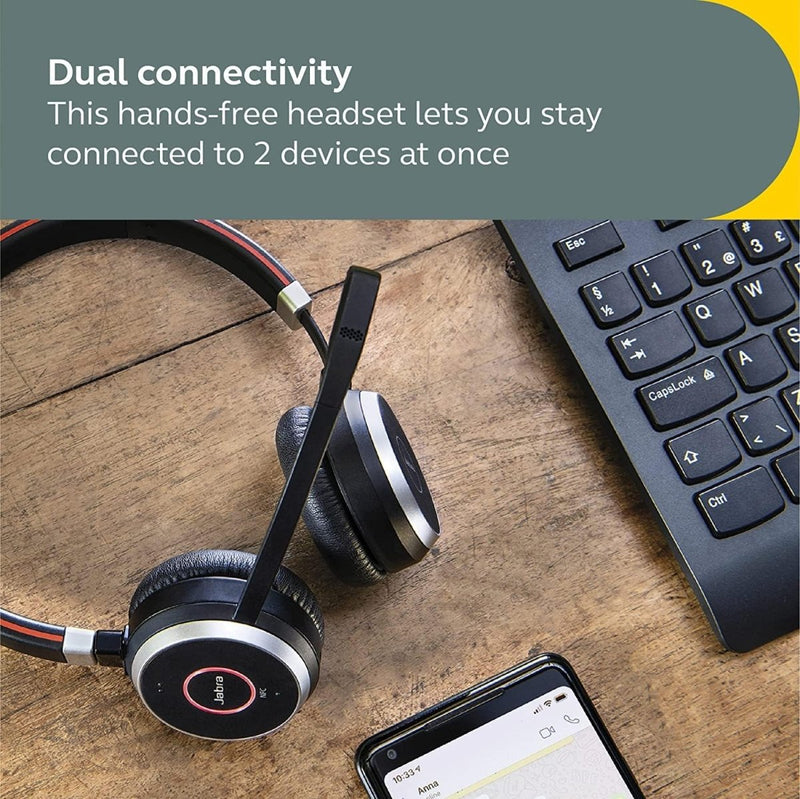 JABRA EVOLVE 65 SE MS UC DUO Bluetooth Wireless Passive Noise Cancellation Stereo Headset with Mic - Black - SWIFT PERIPHERALS6599-833-309