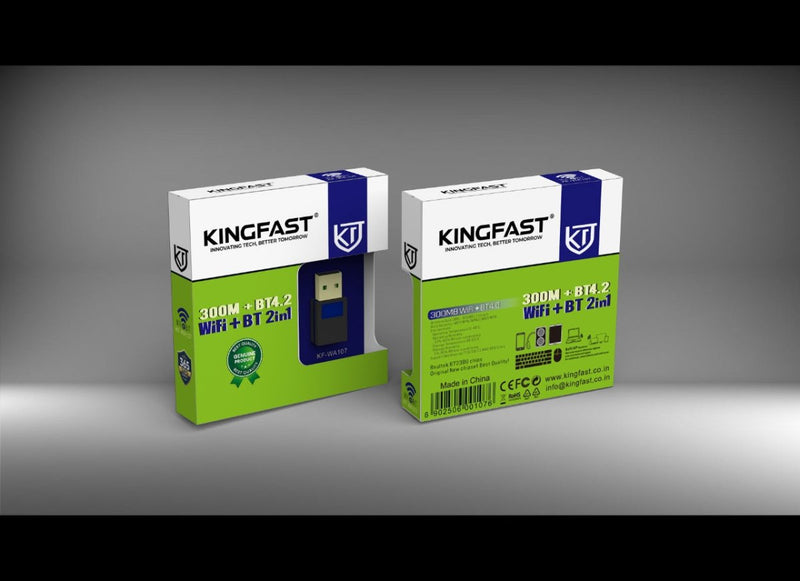 KINGFAST KF - 107 300 Mbps WiFi USB Adapter with Bluetooth Dual Function Wireless Receiver - SWIFT PERIPHERALSKF-107