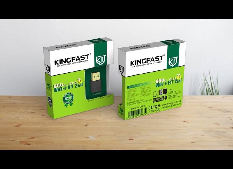 KINGFAST KF - A167 600 Mbps Wi - Fi USB Adapter with Bluetooth 5.0 Dual Band Wireless Receiver - SWIFT PERIPHERALSKF-A167