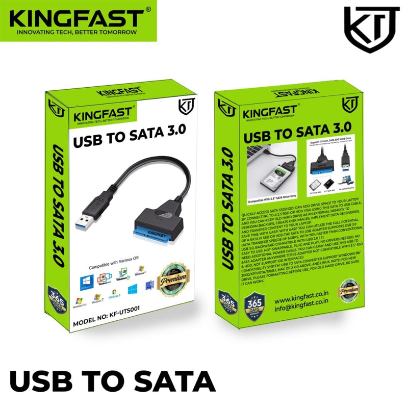 KINGFAST USB 3.0 to SATA Converter External Hard Drive Cable for 2.5” SSD & HDD - SWIFT PERIPHERALSKF-USB3SATA