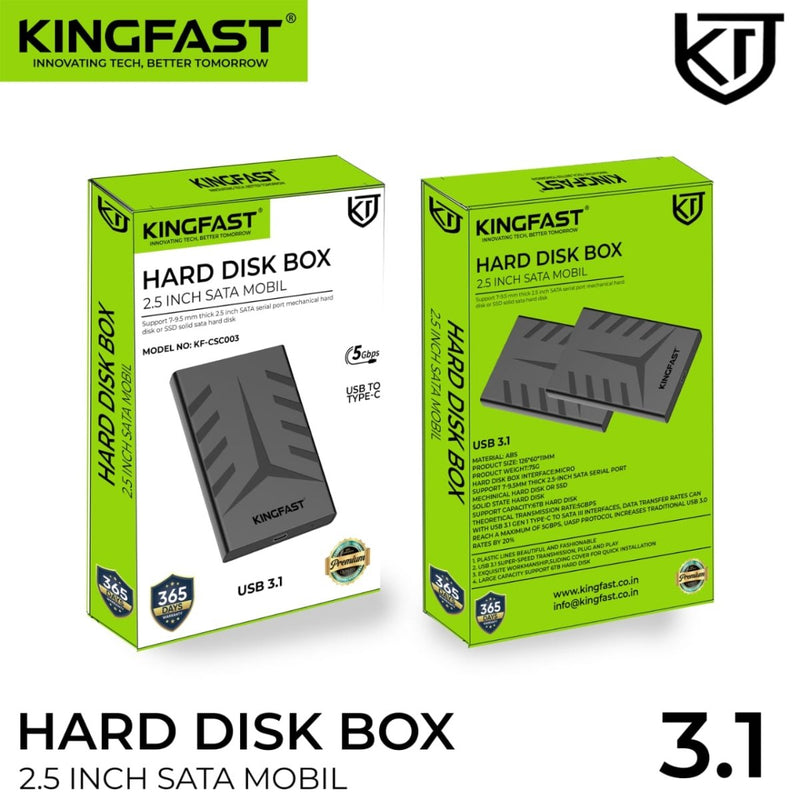 KINGFAST USB 3.1 External HDD/SSD Enclosure with High - Speed, Lightweight & Shock - Resistant Design - SWIFT PERIPHERALSKF-CAS-USB31