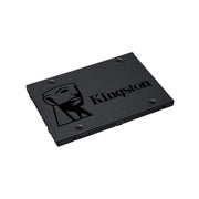 2.5-inch SATA internal solid state drive, black casing, angled on white background