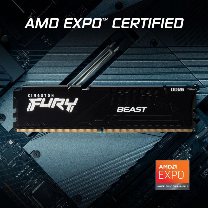 KINGSTON FURY BEAST BLACK 16GB 6000MT/S DDR5 CL36 DESKTOP MEMORY KF560C36BBE2 - 16 - SWIFT PERIPHERALS1094800