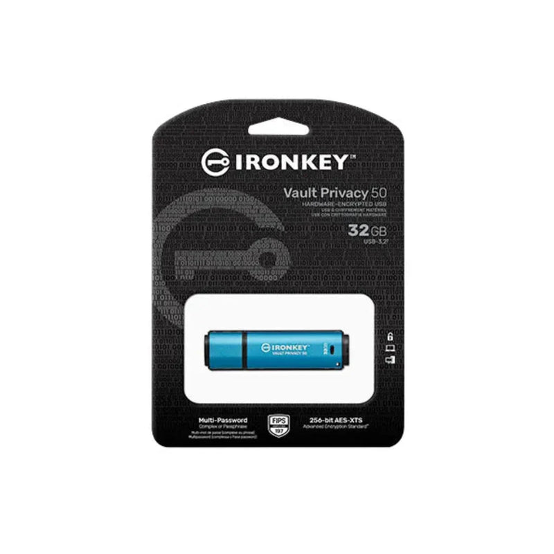 Kingston IronKey Vault Privacy 50 32GB Encrypted USB Flash Drive - SWIFT PERIPHERALSIKVP50-32GB