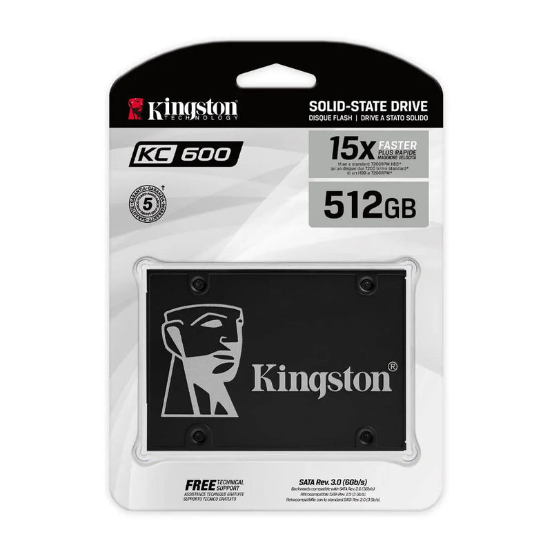 512GB 2.5-inch internal solid state drive in retail packaging, SATA 3.0, KC600 series