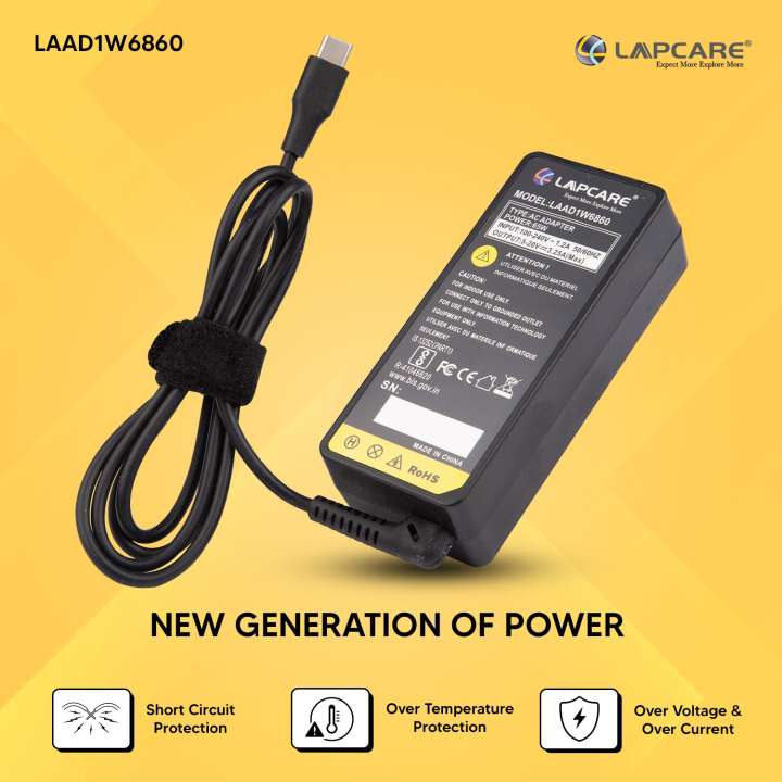 Lapcare 65W 20V 3.25A USB Type - C Universal Laptop Adapter - SWIFT PERIPHERALSLAAD1W6860
