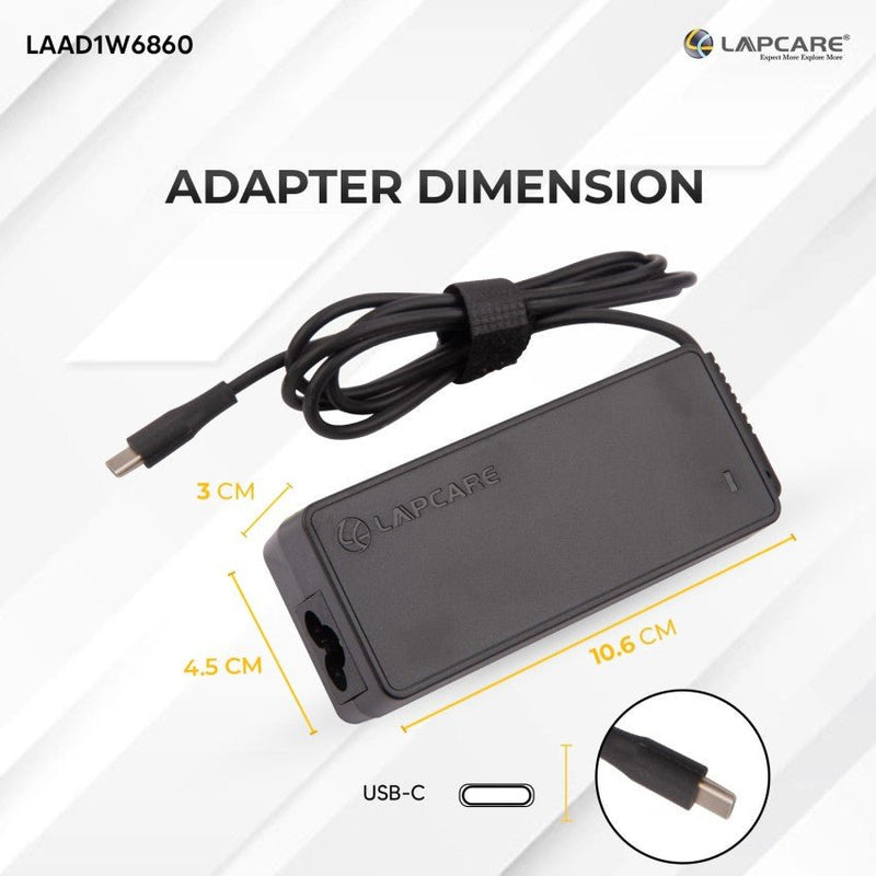 Lapcare 65W 20V 3.25A USB Type - C Universal Laptop Adapter - SWIFT PERIPHERALSLAAD1W6860
