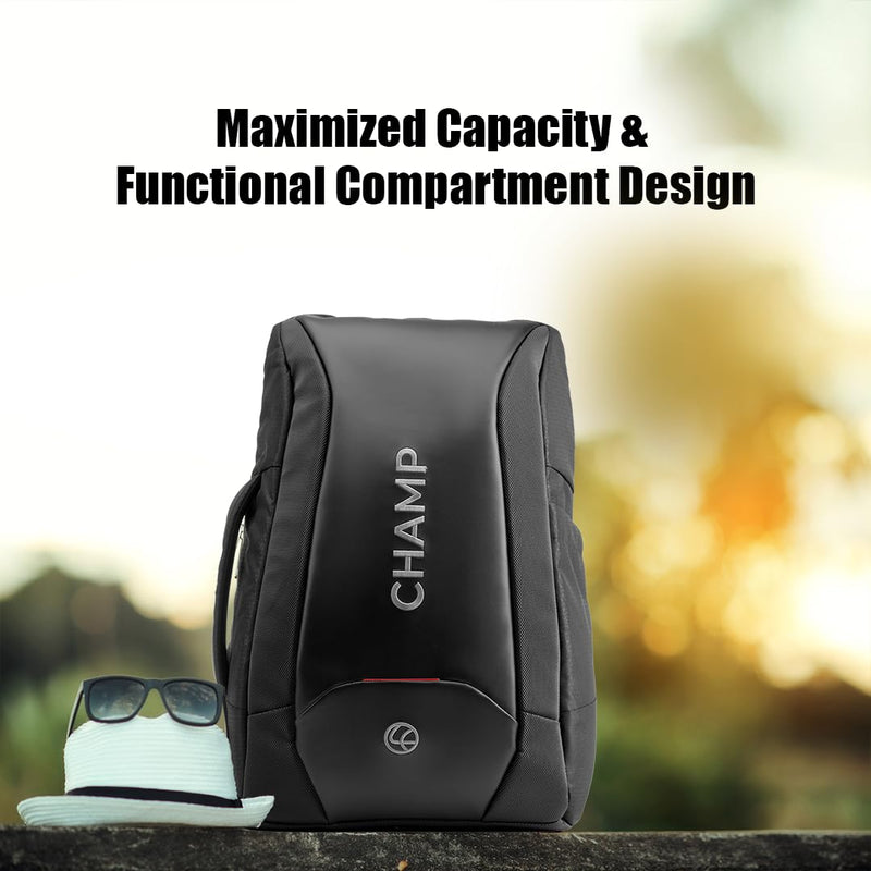 LAPCARE Champ 27L Anti Theft Water Resistant Backpack with Mobile Charging Port - Black - SWIFT PERIPHERALSLBP-003