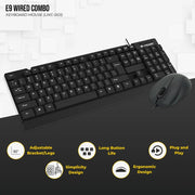 Lapcare E9 USB Wired USB 2.0 Keyboard and 1000DPI Optical Mouse Combo - Black - SWIFT PERIPHERALSLKKBWC7988