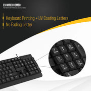 Lapcare E9 USB Wired USB 2.0 Keyboard and 1000DPI Optical Mouse Combo - Black - SWIFT PERIPHERALSLKKBWC7988