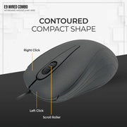Lapcare E9 USB Wired USB 2.0 Keyboard and 1000DPI Optical Mouse Combo - Black - SWIFT PERIPHERALSLKKBWC7988