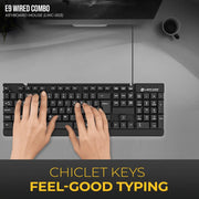 Lapcare E9 USB Wired USB 2.0 Keyboard and 1000DPI Optical Mouse Combo - Black - SWIFT PERIPHERALSLKKBWC7988