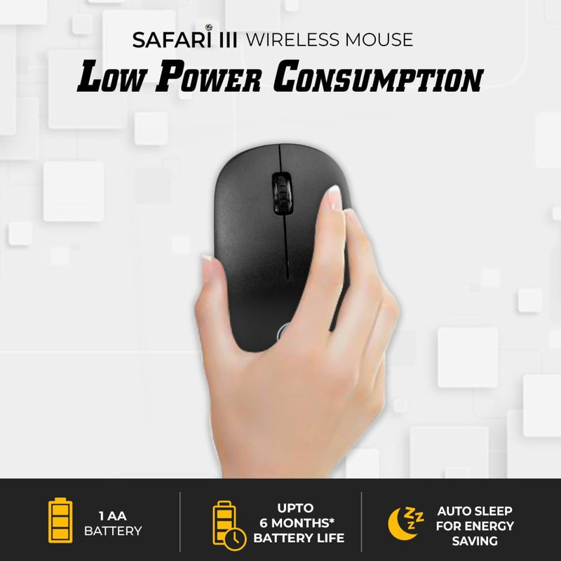 LAPCARE Safari III B 1600 DPI 2.4GHz Wireless Mouse - Black - SWIFT PERIPHERALSLKWMBW8617