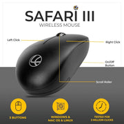 LAPCARE Safari III B 1600 DPI 2.4GHz Wireless Mouse - Black - SWIFT PERIPHERALSLKWMBW8617