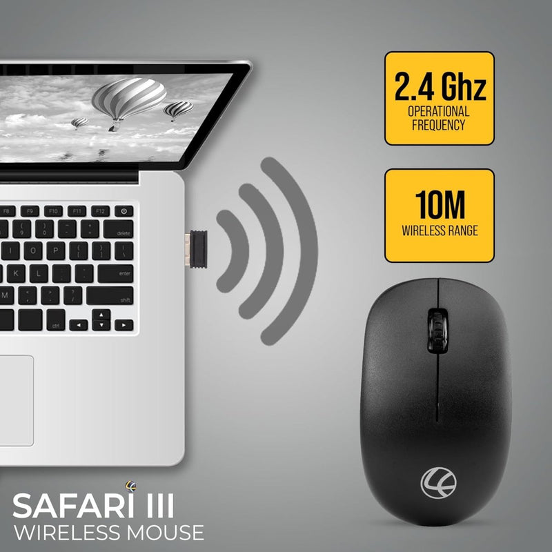 LAPCARE Safari III B 1600 DPI 2.4GHz Wireless Mouse - Black - SWIFT PERIPHERALSLKWMBW8617